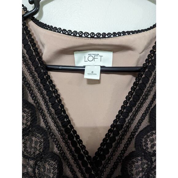 Ann Taylor Loft Women's Black Lace Overlay Midi Dress Size 0 - Picture 3 of 6